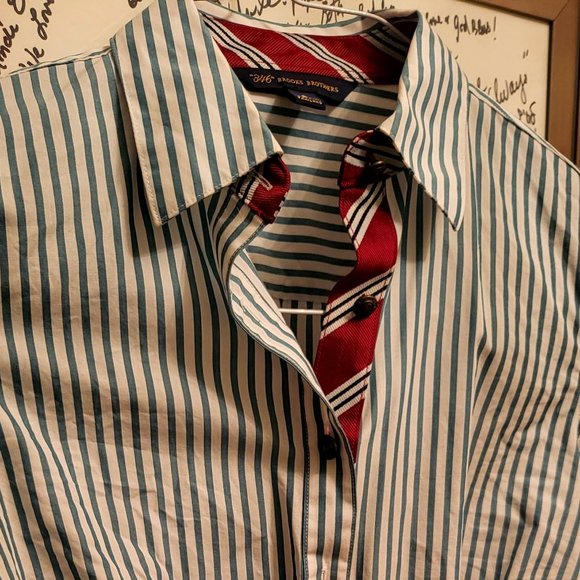 Brooks Brothers Green Stripe Oxford button down - Picture 1 of 5